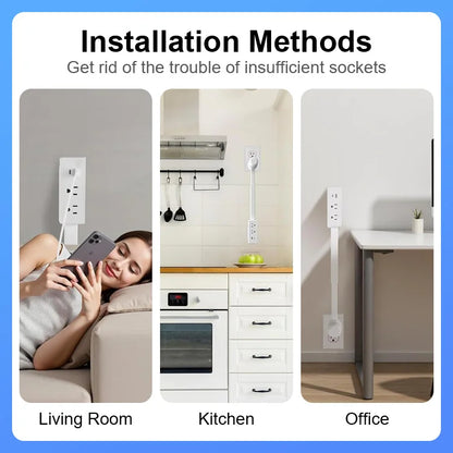 FlexOutlet™ Space-Saving Outlet Extender – No More Blocked Plugs, Rotates 180° + USB Charging