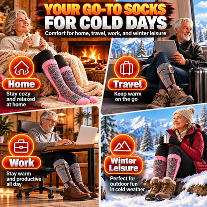 Rechargeable Heated Thermal Socks – 3 Heat Levels & Up to 8.5H Warmth