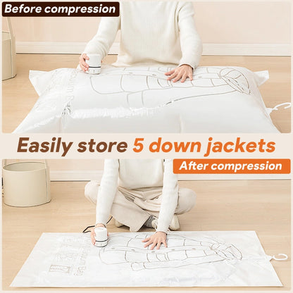 Reusable Hanging Vacuum Storage Bags for Clothes, Puffer Jackets & Winter Coats – Space Saving Closet Organizer