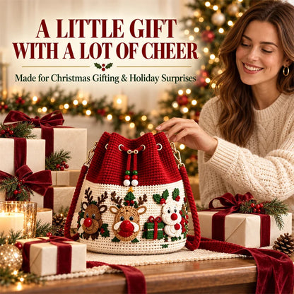3D Christmas Crochet Bucket Bag