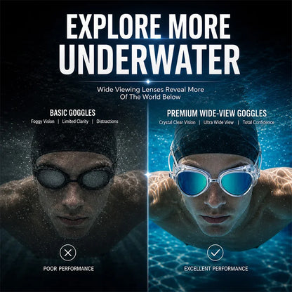 Adult Mirror Swim Goggles – Anti-Fog Wide View UV Protection Swimming Goggles