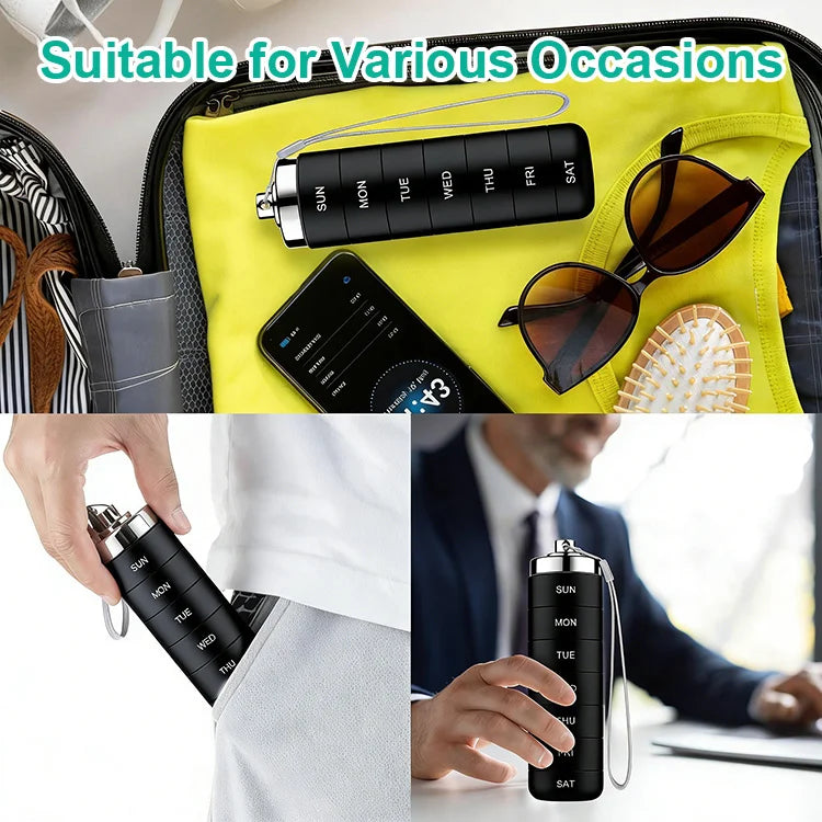 💊 Premium Stainless Steel Waterproof Weekly Pill Organizer