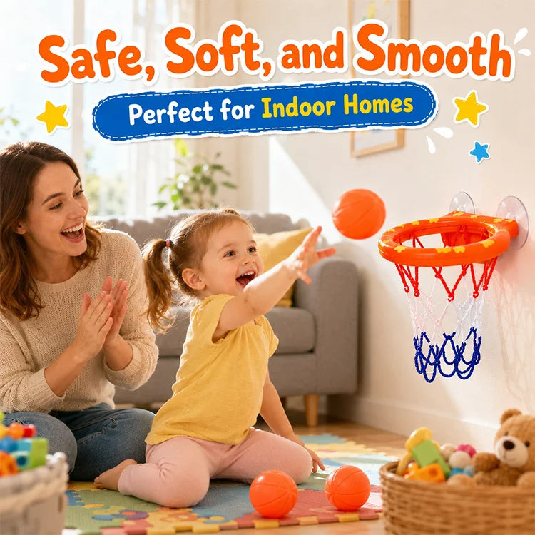 Baby Bath Basketball Hoop Set with 3 Balls – Strong Suction Cup Toddler Bath Toy & Educational Bathtub Basketball Game