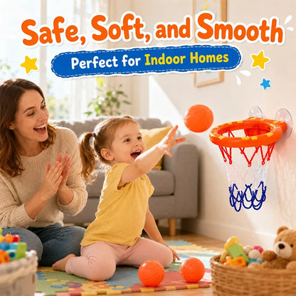 Baby Bath Basketball Hoop Set with 3 Balls – Strong Suction Cup Toddler Bath Toy & Educational Bathtub Basketball Game