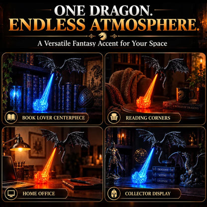 3D Dragon Fire Bookshelf Light – Flying Fantasy Nook Decor