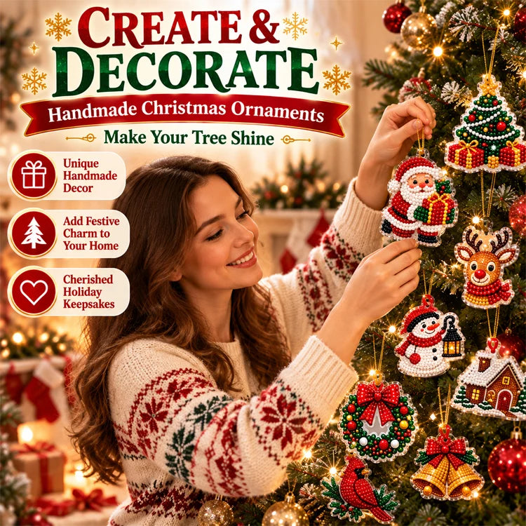 24-Piece Christmas DIY Diamond Art Ornament Kit – Sparkling Holiday Craft Set