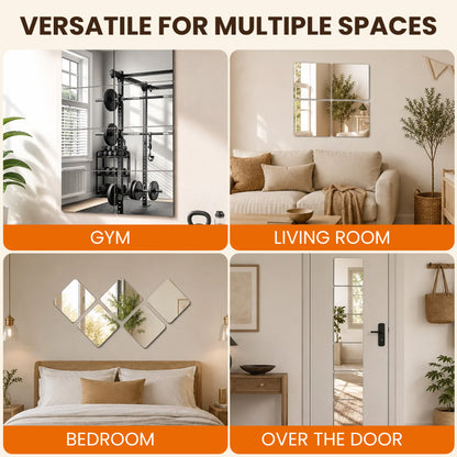 Shatterproof Acrylic Mirror Tiles – Self-Adhesive Modular Full-Length Wall Mirror