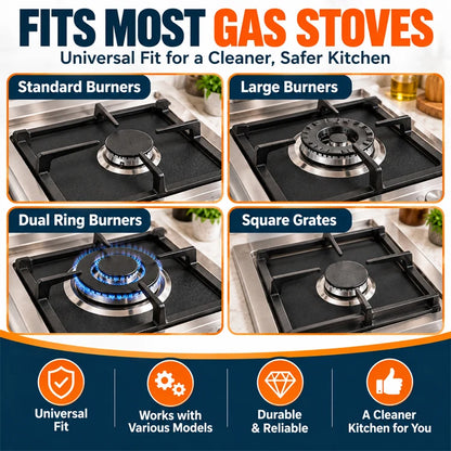 Reusable Gas Stove Burner Liners – Non-Stick Heat-Resistant Protector Mats