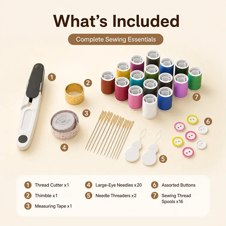 Magnetic Portable Sewing Kit – Complete Home Sewing Repair Kit with Organized Storage Case, Needles, Thread & DIY Sewing Accessories