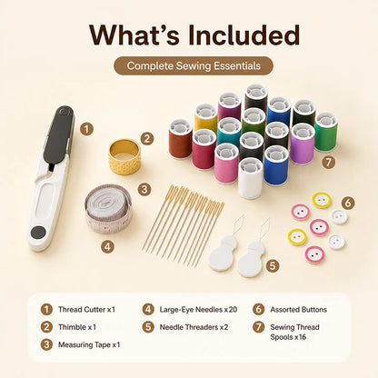 Magnetic Portable Sewing Kit – Complete Home Sewing Repair Kit with Organized Storage Case, Needles, Thread & DIY Sewing Accessories