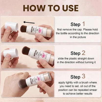 SPF 30 Mineral Powder Sunscreen Brush – Portable Matte Finish Setting Powder with Broad Spectrum UVA/UVB Protection