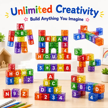 STEM Magnetic Alphabet & Number Building Blocks for Early Learning & Creative Play