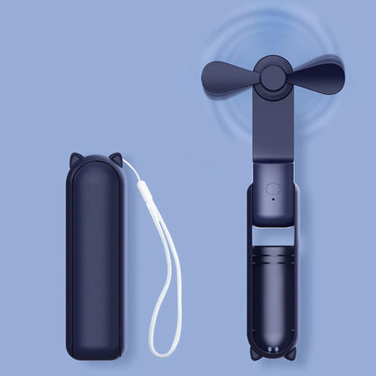 2-in-1 Portable Handheld Fan & Power Bank – USB Rechargeable Personal Cooling Fan with Up to 12H Battery Life
