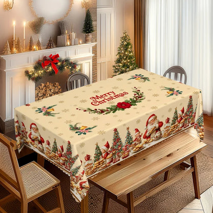 Waterproof Christmas Tablecloth – 3-Layer Stain & Scratch-Resistant Holiday Cover