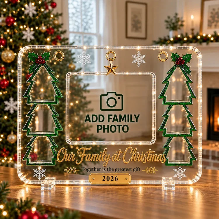 Our Family at Christmas Acrylic Photo Keepsake Frame