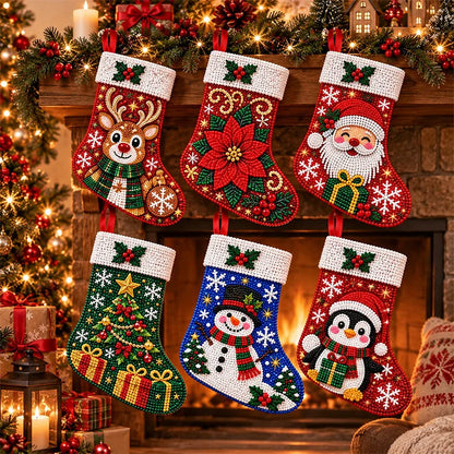 DIY Diamond Painting Christmas Stocking Kit – 6 Festive Holiday Designs