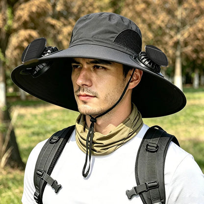🌞 SolarCool - Wide Brim Solar Fan Hat – UPF 50+ Outdoor Cooling Sun Hat - Stay Cool. Stay Protected. Stay Outside Longer.