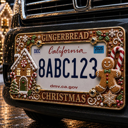 3D Christmas License Plate Frame – Festive Metal Holiday Car Decoration