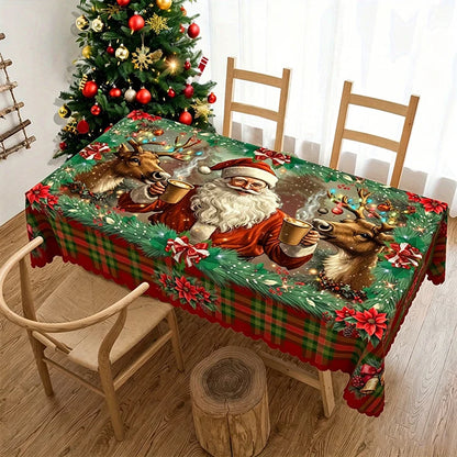 Waterproof Christmas Tablecloth – 3-Layer Stain & Scratch-Resistant Holiday Cover