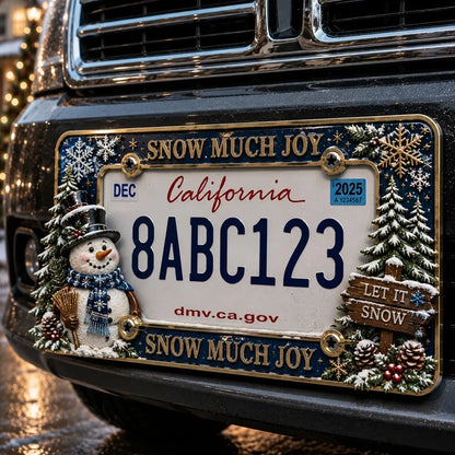 3D Christmas License Plate Frame – Festive Metal Holiday Car Decoration