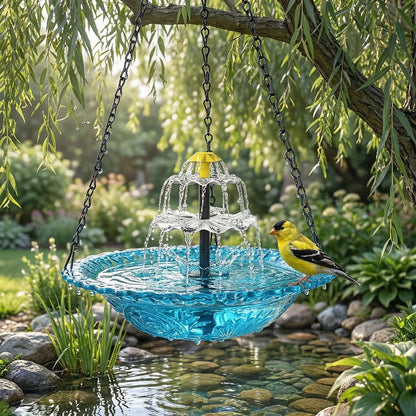🌿✨ Solar Cascade Hanging Bird Bath Fountain