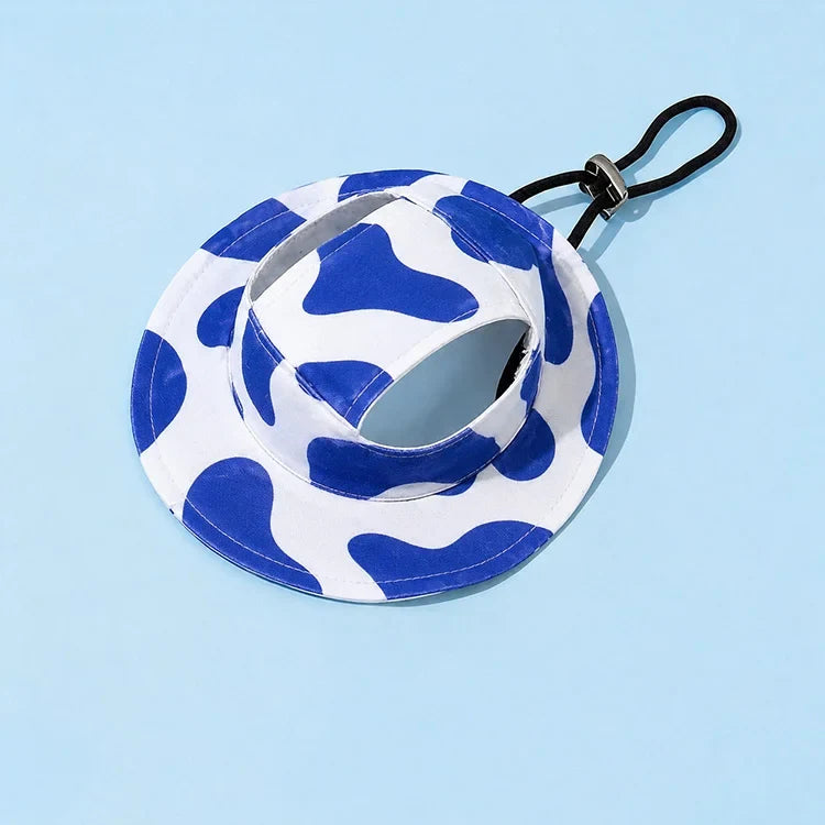 Kawaii Pet Sun Hat – Ear-Friendly Wide-Brim Bucket Hat for Dogs & Cats