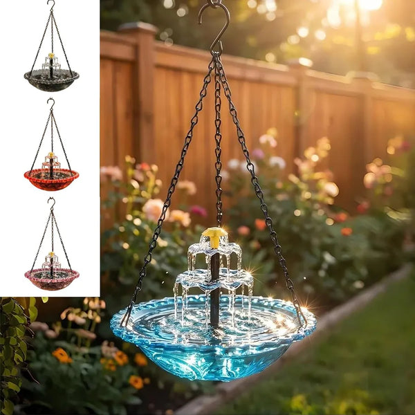 🌿✨ Solar Cascade Hanging Bird Bath Fountain