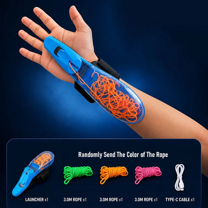 USB Rechargeable Glow Zip String Launcher – Auto Retractable Flying String Wrist Toy for Kids & Teens