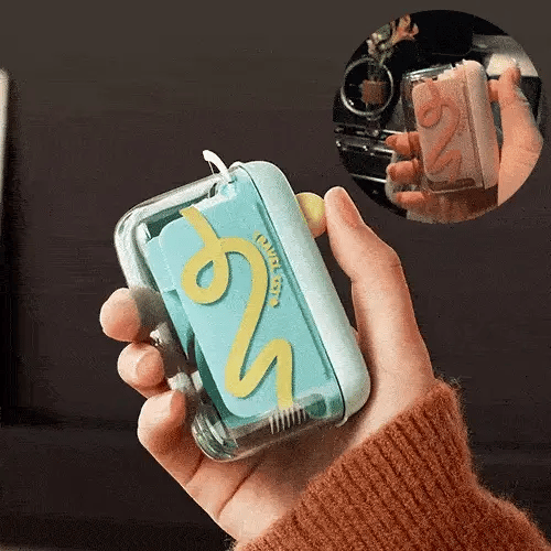 🦷 Portable One-Touch Floss Pick Dispenser with 50 Premium Floss Picks
