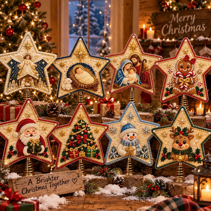 DIY Pearl & Diamond Art Christmas Tree Topper Kit – 8 Festive Designs