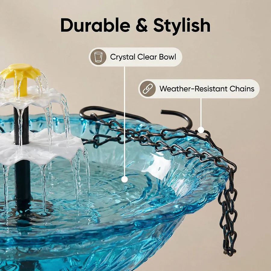 🌿✨ Solar Cascade Hanging Bird Bath Fountain