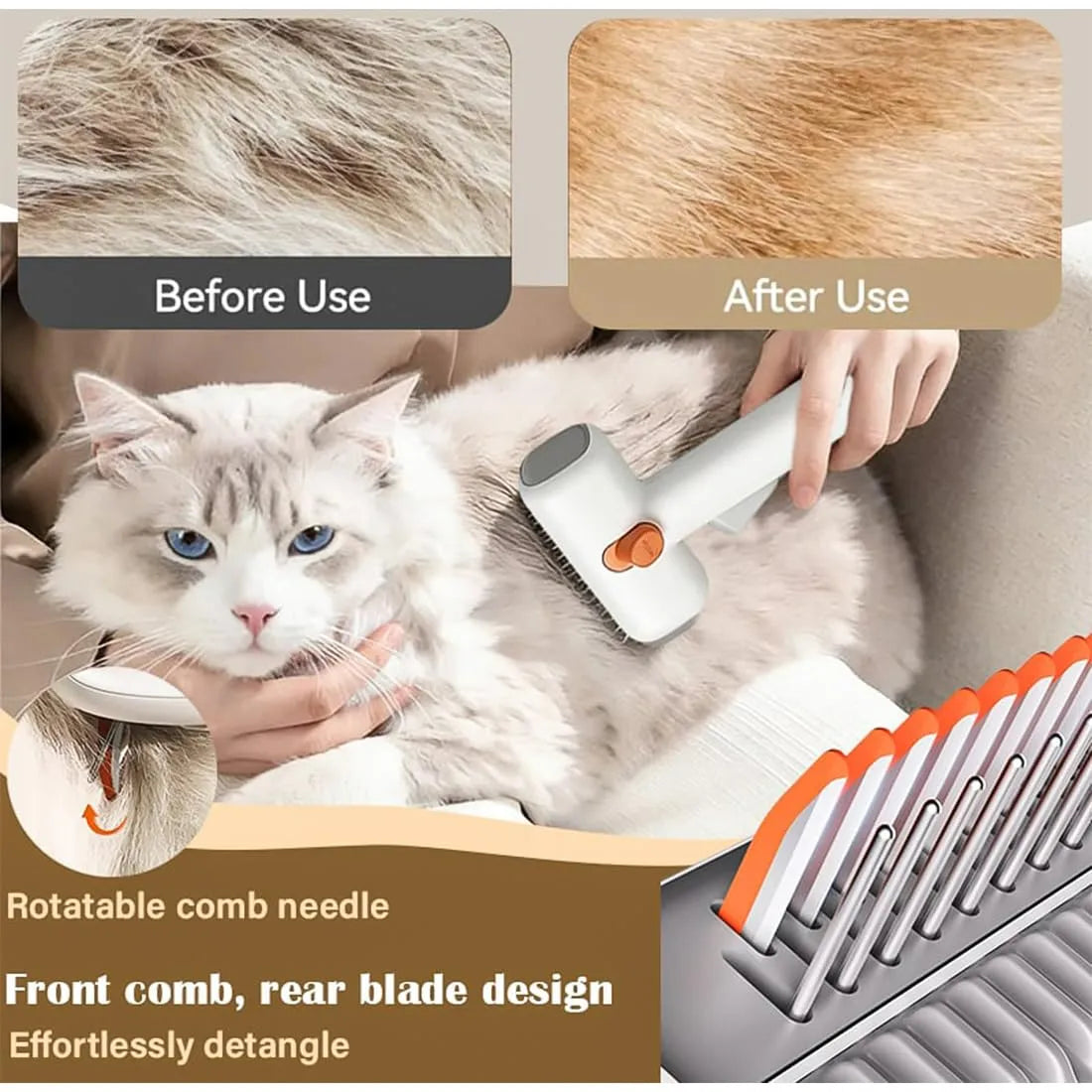 🐾 2-in-1 Pet Grooming Comb – Advanced Detangling & Deshedding System