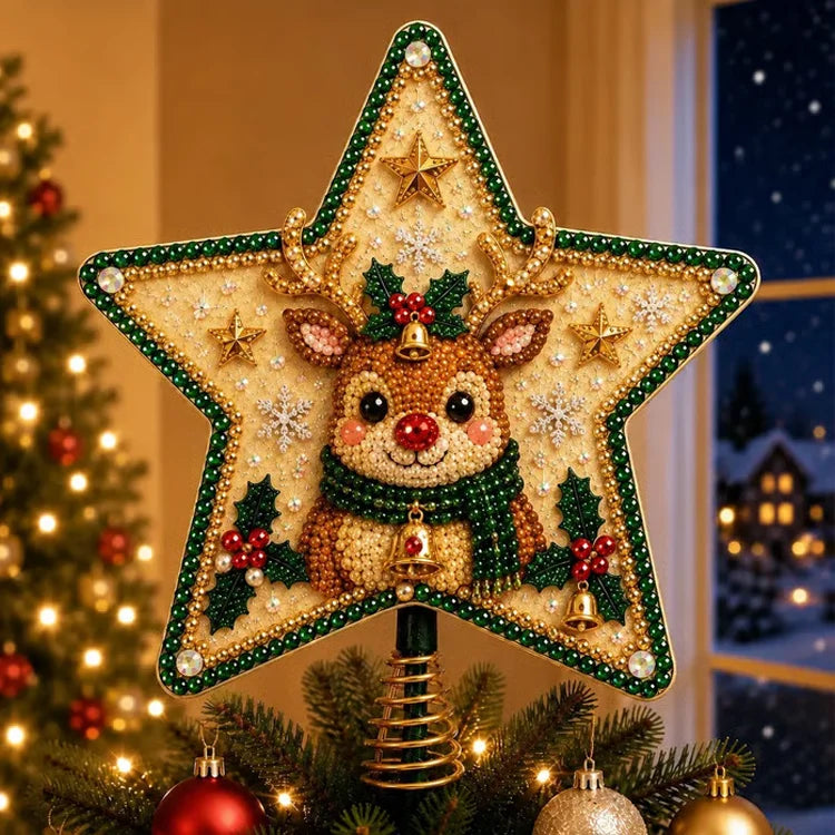 DIY Pearl & Diamond Art Christmas Tree Topper Kit – 8 Festive Designs
