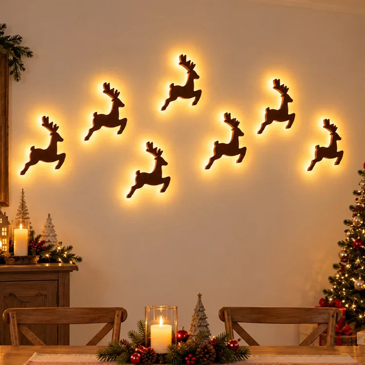 7-Piece LED Christmas Wall Decor Set – Warm-Light Holiday Silhouettes