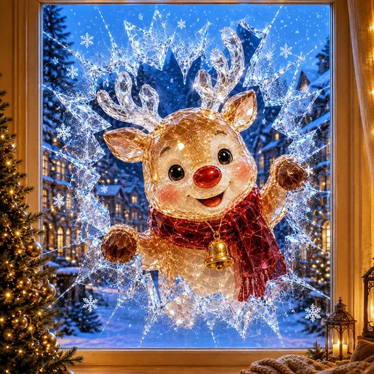 3D Christmas Window Decals – Shattered Glass Holiday Stickers