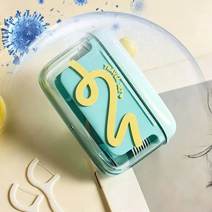 🦷 Portable One-Touch Floss Pick Dispenser with 50 Premium Floss Picks