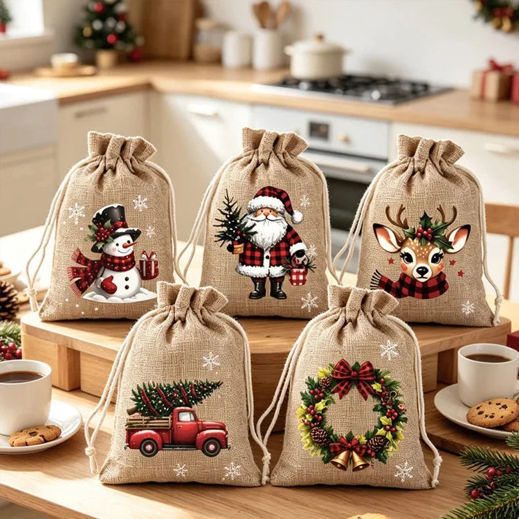 🔥Last Day 50% OFF🎁5-Piece Christmas Drawstring Gift Bag Set
