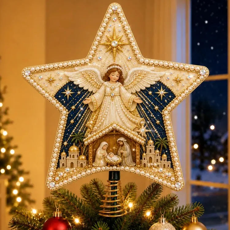 DIY Pearl & Diamond Art Christmas Tree Topper Kit – 8 Festive Designs