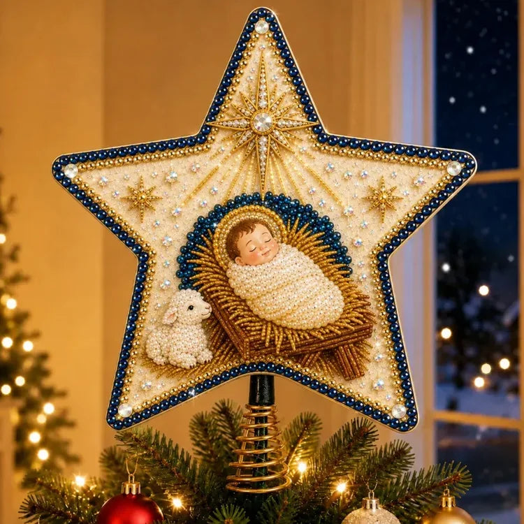 DIY Pearl & Diamond Art Christmas Tree Topper Kit – 8 Festive Designs