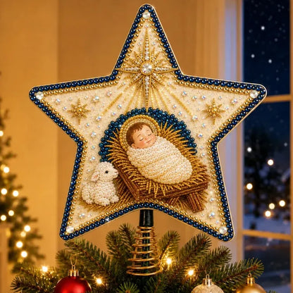 DIY Pearl & Diamond Art Christmas Tree Topper Kit – 8 Festive Designs