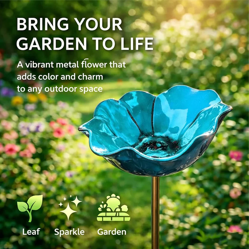 🎁Mother’s Day Gift 🐦 Handmade Metal Flower Garden Stake Bird Bath