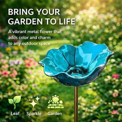🎁Mother’s Day Gift 🐦 Handmade Metal Flower Garden Stake Bird Bath