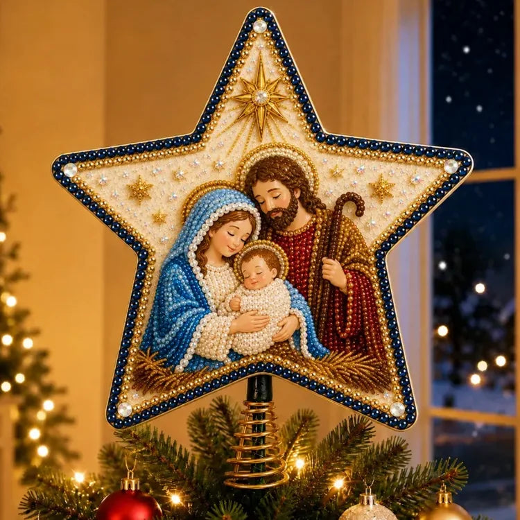 DIY Pearl & Diamond Art Christmas Tree Topper Kit – 8 Festive Designs