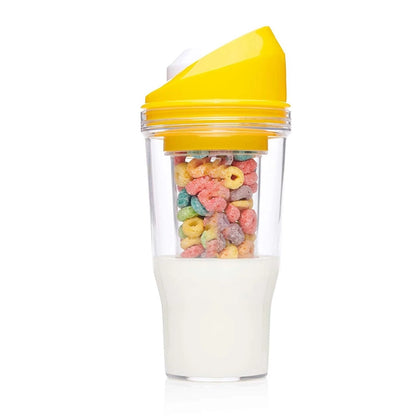 Portable Cereal Cup – Leakproof Breakfast-On-The-Go Container with Dual Food & Milk Compartments