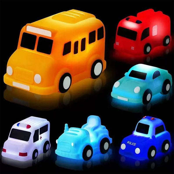6-Piece Water-Activated LED Light-Up Bath Toy Car Set – Glowing Floating Water Toys for Toddlers