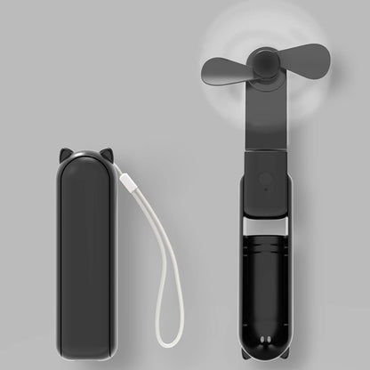 2-in-1 Portable Handheld Fan & Power Bank – USB Rechargeable Personal Cooling Fan with Up to 12H Battery Life
