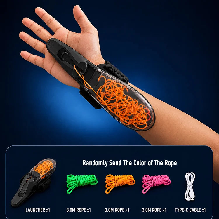 USB Rechargeable Glow Zip String Launcher – Auto Retractable Flying String Wrist Toy for Kids & Teens