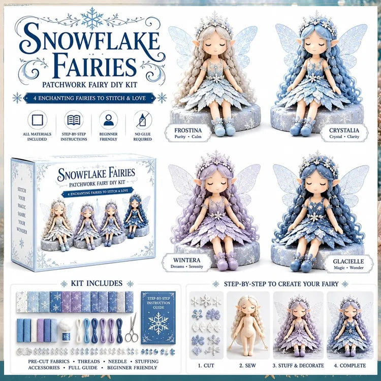 Fairy Patchwork DIY Sewing Kit – Handmade Fabric Fairy Craft Set for Beginners (4 Fairy Dolls)
