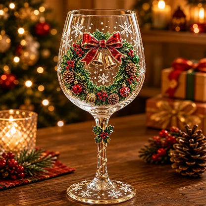 3D Christmas Character Wine Glass – Hand-Finished Holiday Stemware
