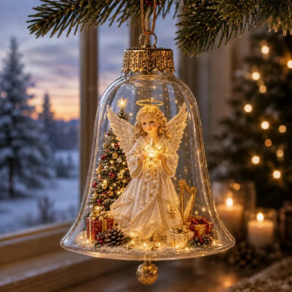 Glowing Christmas Bell Ornament – Light-Up Miniature Holiday Scene